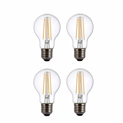 Image of TEKLED® A60 Filament Vintage DIMMABLE LED Bulbs E27 Edison Screw Energy Saving 6.5W Light Bulb 60W Equivalent Clear 2700K 806LM 4 Pack Warm White