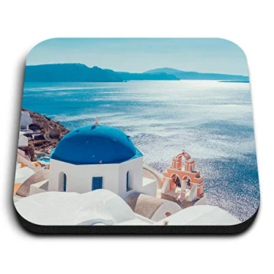 Image of 1 x Square MDF Fridge Magnet Santorini Island Landscape Greece 16275