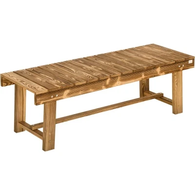 Image of Outsunny 1 Piece 2 seater Outdoor Indoor Wooden Garden Bench Fir Patio Loveseat, 110L x 38W 35Hcm, Carbonised