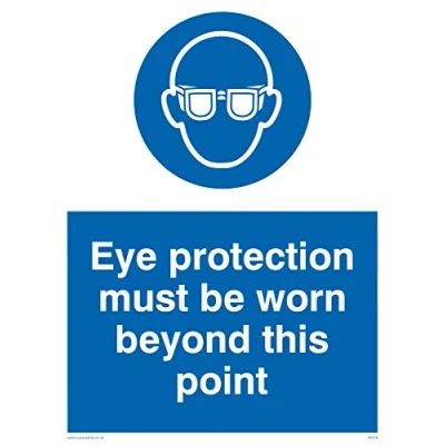 Image of Viking Signs MP279 A5P V &quot;Eye Protection Must Be Worn Beyond This Point&quot; Sign, Vinyl, 200 mm H x 150 W