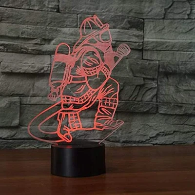 Image of HPBN8 Ltd 3D Fireman Night Light USB Touch Switch Decor Table Desk Optical Illusion Lamps 7 Color Changing Lights LED Lamp Xmas Home Love Brithday Children Kids Toy Gift