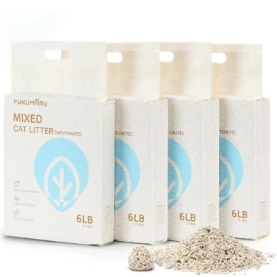 Image of FUKUMARU Tofu Cat Litter, 10.8 kg, Clumping and Bentonite Dust free Easy to Clump, Odour Control (White Tea), Can Be Flushed Down the Toilet