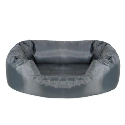 Image of Rosewood Water Resistant Oxford Oval Dog Bed, Grey, Medium