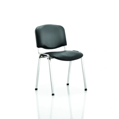 Image of ISO Stacking Chair Black Vinyl Chrome Frame Without Arms