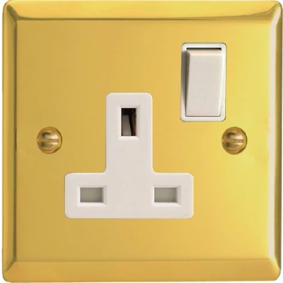 Image of Varilight 1 Gang 13 Amp Single Switched Socket Victorian Brass XV4W