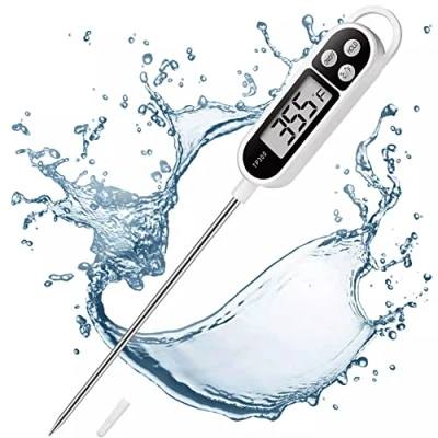 Image of Digital Meat Food Thermometer, Cooking Thermometer High Accuracy, Instant Read, Long Probe, Waterproof, Auto Off, Kitchen Thermometers for BBQ, Meat, Sugar, Milk, Water, Jam, Grill, Battery Included