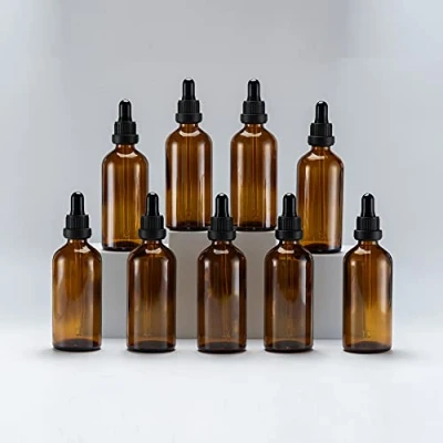 Image of YIZHAO Amber Glass Dropper Bottles 100ml, with Pipette Dropper, for Essential oil, Aromatherapy, Laboratory, Massage, Makeup, Mixing, Travel 9Pcs