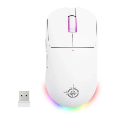 Image of ATTACK SHARK X MAGIC REFINER G6 Wireless Gaming Mouse, 72g Lightweight, 24000 DPI, 1000Hz Polling Rate, BT/2.4G Wireless/Wired RGB, 750mAh Battery, with Grip Tape for PC/Mac White