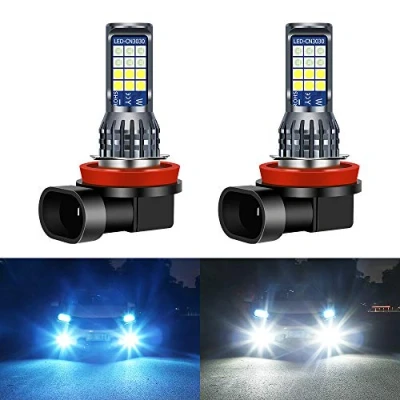 Image of Yifengshun 2pcs H9 H8 H11 LED Fog Light Bulb,Iceblue&amp;White Front Lights with 24SMD 3030 Chips for Daytime Running DRL12V