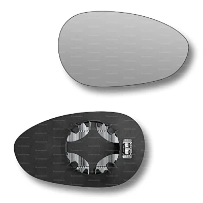 Image of Less4spares Replacement Wing Mirror Glass Right Compatible with Fiat 500 500c 2007 2022 CLIP ON Driver Off side Heated Convex