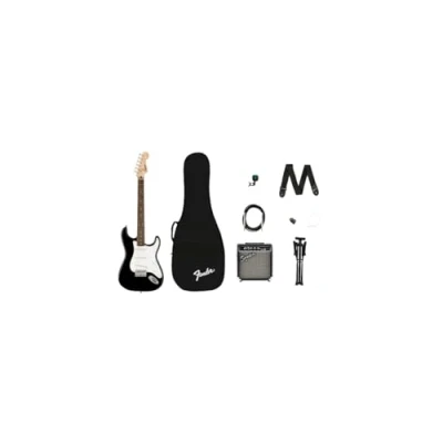 Image of Squier by Fender Stratocaster Electric Guitar Beginner Starter Pack, Laurel Fingerboard, Includes Frontman 10G Amp, Padded Gig Bag, Cable, Strap &amp; Strings, Comes with Free Virtual Lessons