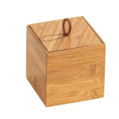 Image of WENKO Terra Bamboo Organiser Box with 3 Compartments Storage Box, Bathroom Basket, Bamboo, brown, Maße (B x H T): 9 cm