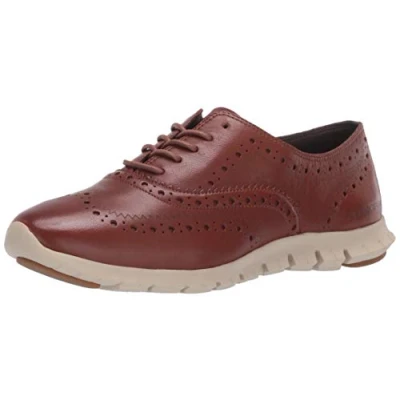 Image of Cole Haan Women&#039;s Zerogrand Wing Oxford Closed Hole Ii, Woodbury Leather Ivory, 3.5 UK