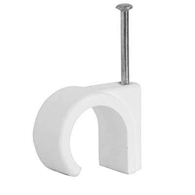 Image of Strong Round White Cable Clips Packs of 100 10 14mm I Box