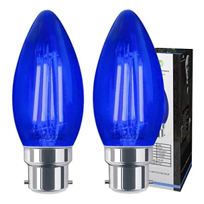 Image of 2 x Ambient Vintage 4w LED Blue Candle Light Bulb B22 Bayonet Clear Glass