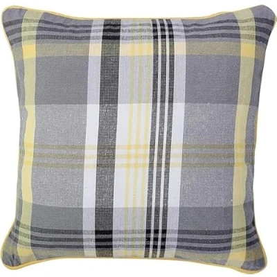Image of LIZZIE JACOBS Tartan Check Cushion Covers 100% Cotton Super Soft Comfortable Material Regular 18 inch or Large 24 (45 x 45 cm, Yellow)