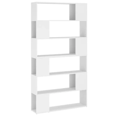 Image of vidaXL Book Cabinet Room Divider, White, Engineered Wood for Office and Living Room, Freestanding with Spacious Storage Compartments