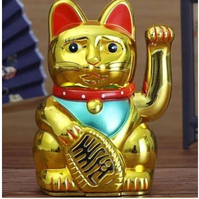 Image of THP DEALS 6 Inch Lucky Waving Cat, Japanese Cat Large Gold Hand Paw Up Wealth Prosperity Welcoming Good Luck Feng Shui Decoration, for Fortune
