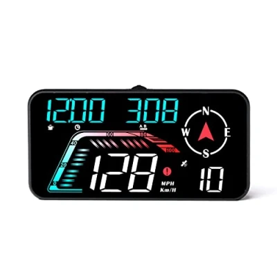 Image of AMROOLOO Large Screen Car Head up Display, KM/H and MPH, GPS Speedometer, with Speed Reminder Fatigue Driving Reminder, Suitable for All Vehicles