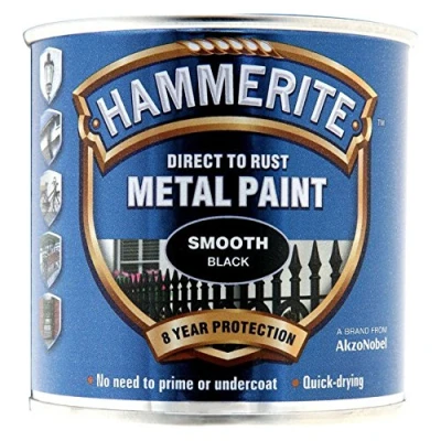 Image of Hammerite Smooth Black Metal Paint 250ml