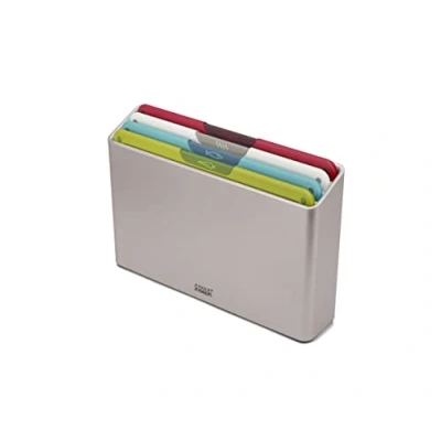 Image of Joseph Folio Icon 4 piece food specific, non slip colour coded Chopping Board Set with Storage Case, Regular Multicolor