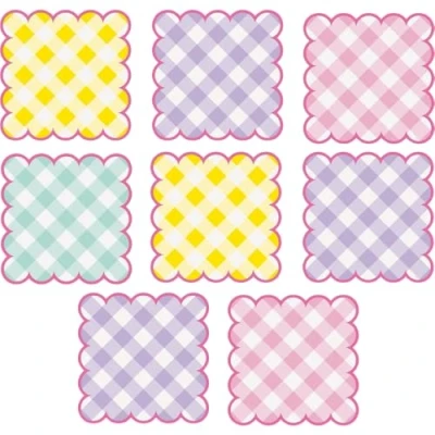 Image of Unique 25536 Scalloped Placemats Pastel Gingham Party 8 Count (Pack of 1), Multicolour