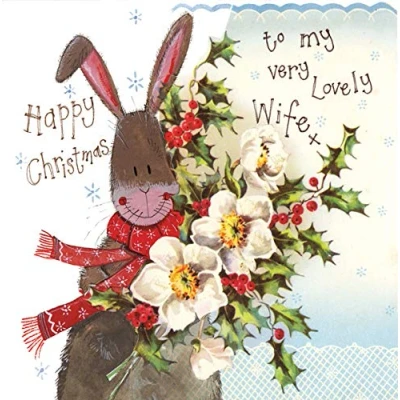 Image of Alex Clark Wife Christmas Card Rabbit Image