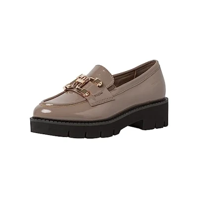 Image of Tamaris Comfort Women&#039;s 8 84704 41 Komfortable Mehrweite Bequemschuh Damenschuh mit Kette Alltagsschuhe Business Loafer, Taupe Patent, 4 UK