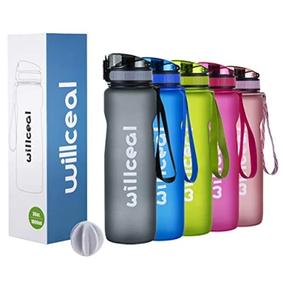 Image of willceal Sport Water Bottle,BPA Free Tritan,1L (36oz), Premium Leak Proof Plastic Bottle Sport, Sports Bicycle for Camping Outdoors, Cycling, Hiking, Yoga, Gym and more (Grey, 1000ml)