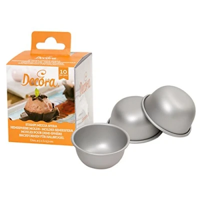Image of DECORA 10 Anodized Aluminum Hemisphere Cake PAN 2,3 CM, Alluminio Anodizzato, Silver/Black, ø 5 X H 2.3 CM