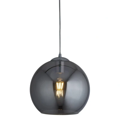 Image of Balls 1 Light Pendant Smoked Glass Shade, Chrome, E27