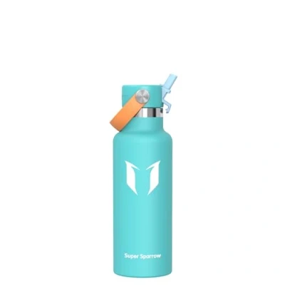 Image of Super Sparrow Water Bottle Stainless Steel Metal 500ml Insulated Bottles with Straw Lid BPA Free Kids Flask for Gym, Travel, Sports