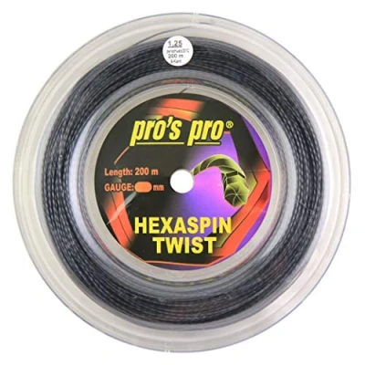 Image of Pro&#039;s Pro Hexaspin Twist Tennis String Reel 200m (Black, 1.25mm)