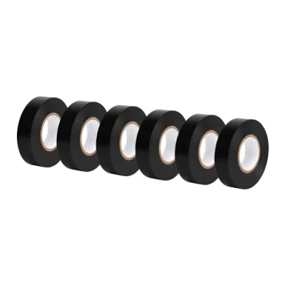 Image of Amazon Basics Electrical Tape, 3/4 inch by 60 feet, BLack, 6 Pack, Great for Home DIY, Repairs, Electrical, Automotive and Equipment (Previously AmazonCommercial brand)