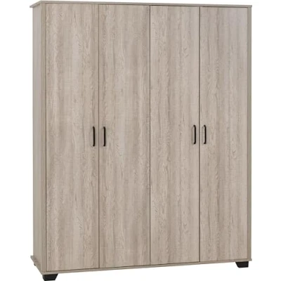 Image of Seconique 4 Door Wardrobe, Engineered Wood, Light Oak Effect, W 1530mm x D 520mm H 1900mm