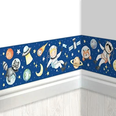 Image of Papierdrachen Children&#039;s Border Astronaut Room Wallpaper for Children Beautifying Walls and Theme Rooms Wall Decoration Boys Girls Set 5