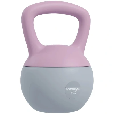 Image of SPORTNOW Soft Kettlebell, 8kg Kettle Bell with Non Slip Handle for Home Gym Weight Lifting and Strength Training, Purple Grey