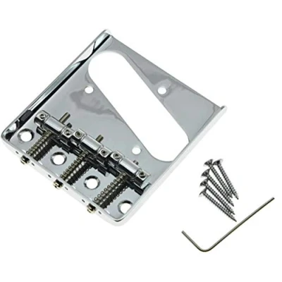 Image of Dopro Chrome Vintage Tele Ashtray Style Guitar Bridge for Telecaster