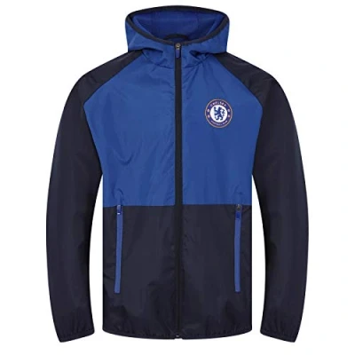 Image of Chelsea FC Official Football Gift Boys Shower Jacket Windbreaker Navy 12 13 Yrs