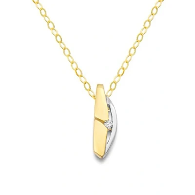 Image of Miore 9ct Two Colour Gold women&#039;s Necklace Diamond Pendant on 45cm Chain