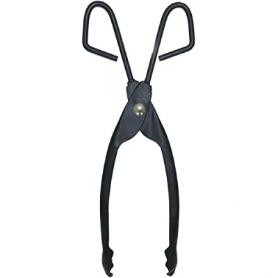 Image of Fireplace Tools Poker Shovel Brush Tongs Fork Chestnut Roaster Black Cast Iron Fireside Companion Set (Tongs)