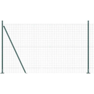 Image of vidaXL Euro Fence with 7 Flanged Posts 1.4x10 m Galvanised Steel