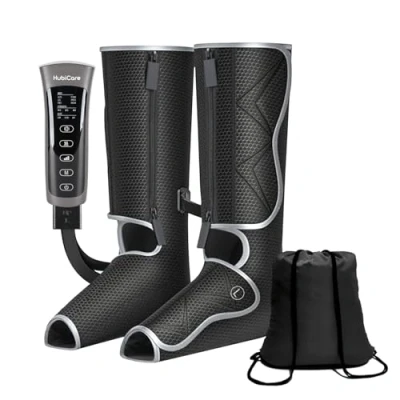 Image of HubiCare Leg Air Massager for Circulation and Relaxation Foot Calf Massage with Handheld Controller 3 Intensities 2 Modes, Bag &amp; Extension Pad Included