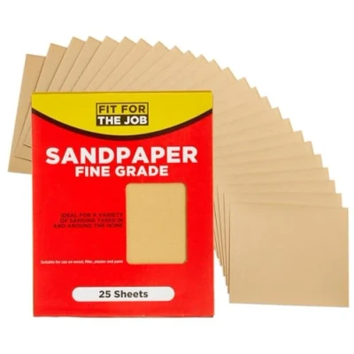 Image of Fit For The Job 25 Large A4 Size Sheets Fine Grade Sandpaper Sanding Wood, Furniture, Metal, Plaster Home Improvement, Decorating &amp; More, 11x9 inch (230x280mm) 11&quot; x 9&quot;