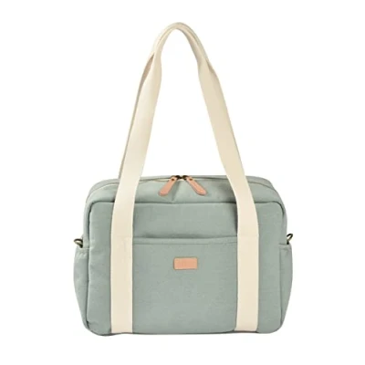Image of BÉABA, Baby Diaper Bag, Multiple Compartments, 10Pockets, Trolley Zipper, Shoulder Strap, Cooler Pouch, Changing Mat, Water Repellent, Capacity 16L, Bag Paris, sage green