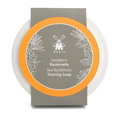 Image of MÜHLE SHAVE CARE Porcelain Dish incl. Shaving Soap 65g (Sea Buckthorn)