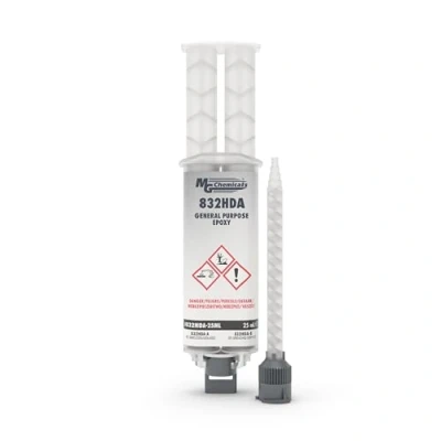 Image of MG Chemicals 832HDA Black 1:1 Epoxy Encapsulating and Electronic Potting Compound, plastic, ceramics, metals glass 25 mL Dual Dispenser Syringe