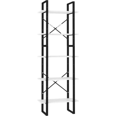 Image of vidaXL 5 Tier Book Cabinet White 60x30x175 cm Engineered Wood