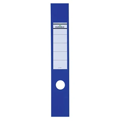 Image of Durable Ordofix Self Adhesive Spine Labels Ideal for Lever Arch Files and Folders Blue Pack of 10 60 mm Width