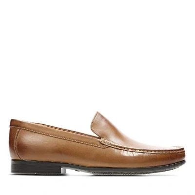 Image of Clarks Claude Plain Mens Tan Shoes Brown Leather Size UK 7